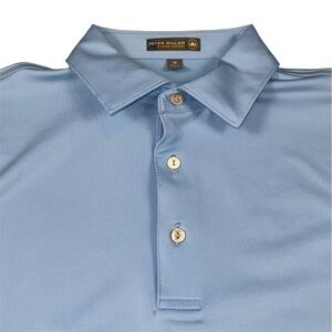 Peter Millar Summer Comfort Golf Polo Shirt Solid Performance Light Blue Mens M